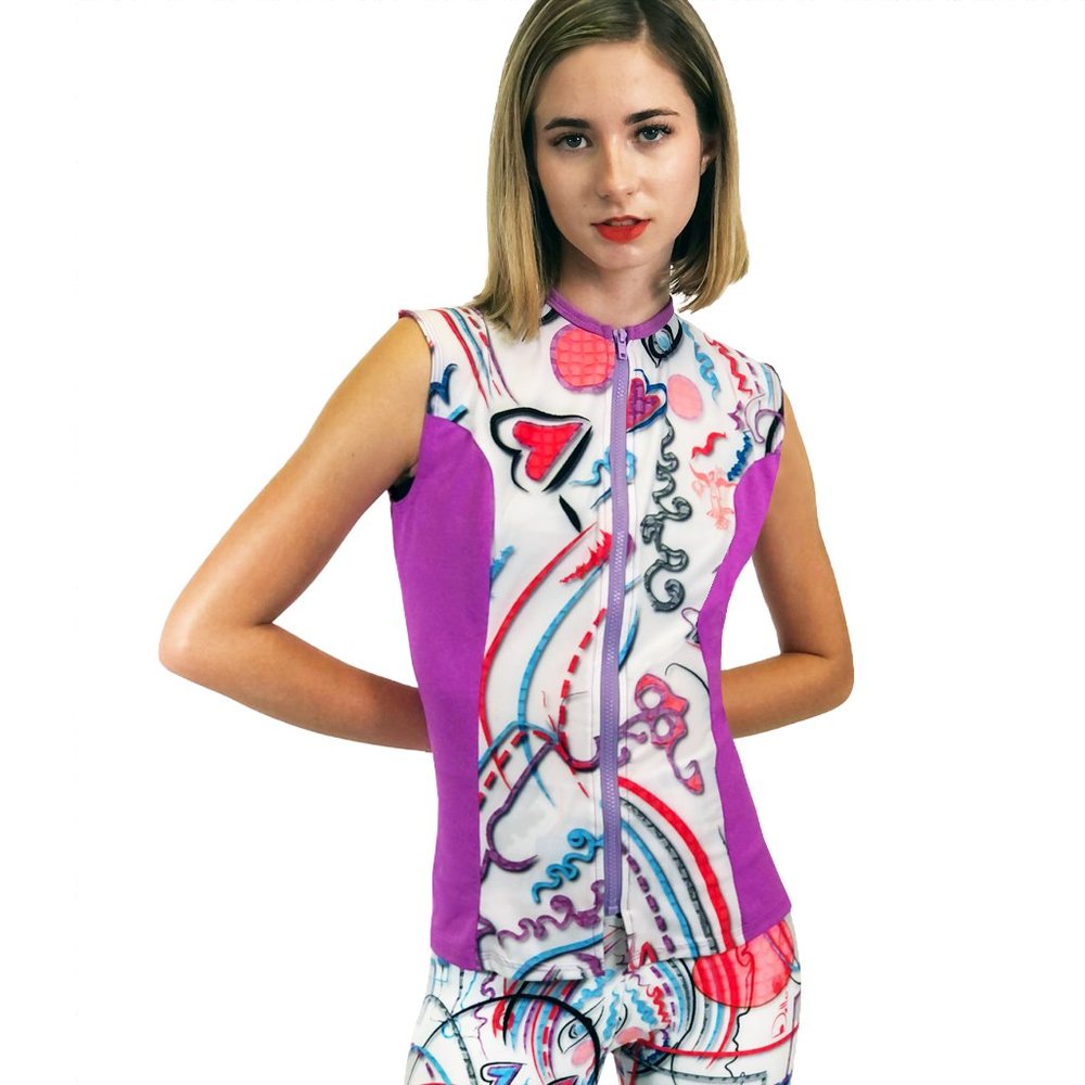 Della Penna Women's Graphic Art Design Front Zipper Vest